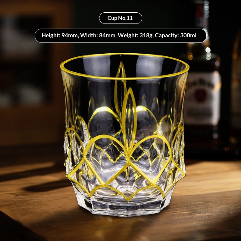 Transparent Glass Whisky Glasses With Gold Trimmed Rimsluxury Yet Understated For Home Use 6