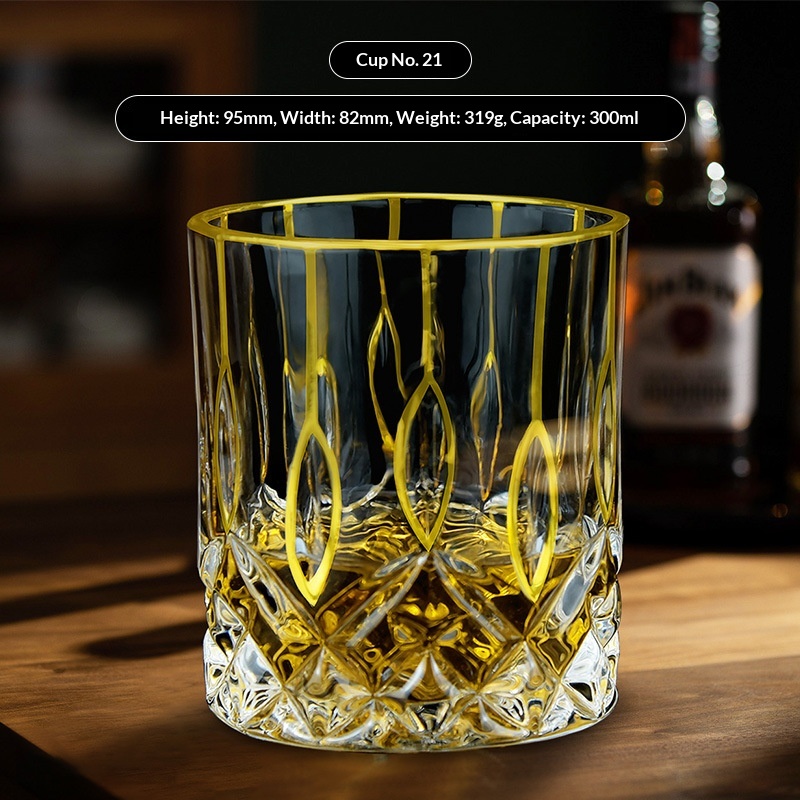 Transparent Glass Whisky Glasses With Gold Trimmed Rimsluxury Yet Understated For Home Use 8