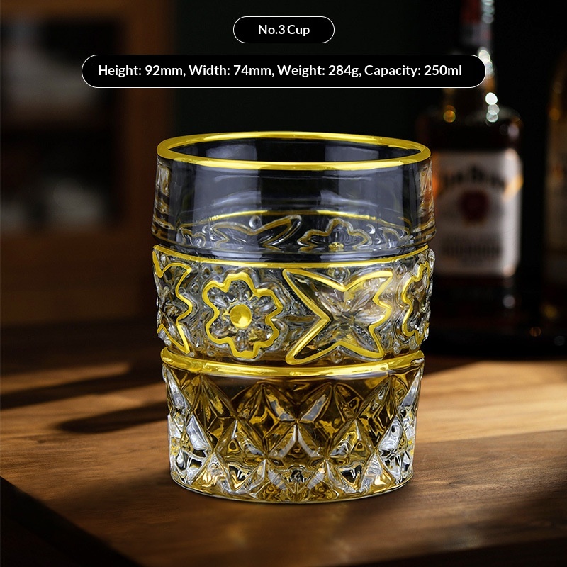 Transparent Glass Whisky Glasses With Gold Trimmed Rimsluxury Yet Understated For Home Use 5