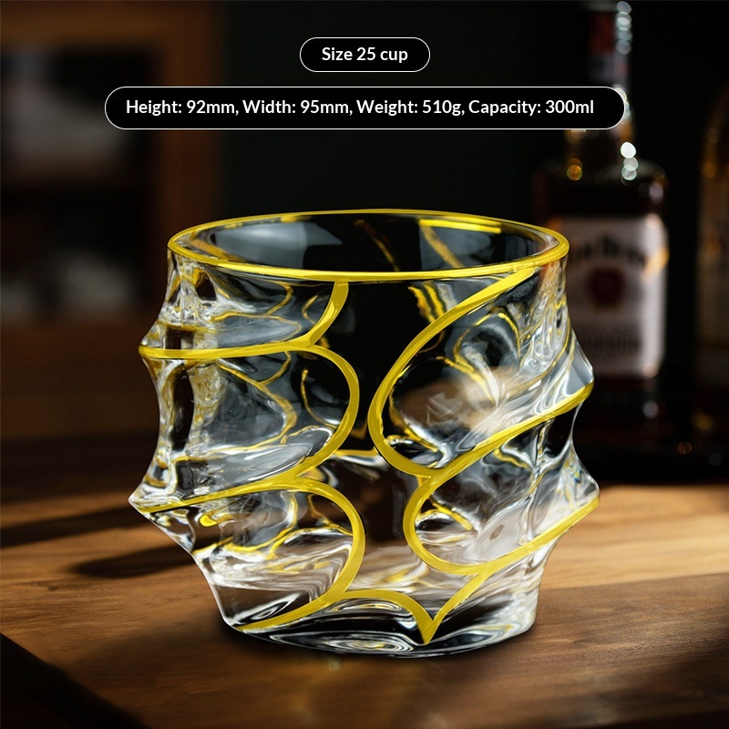 Transparent Glass Whisky Glasses With Gold Trimmed Rimsluxury Yet Understated For Home Use 11