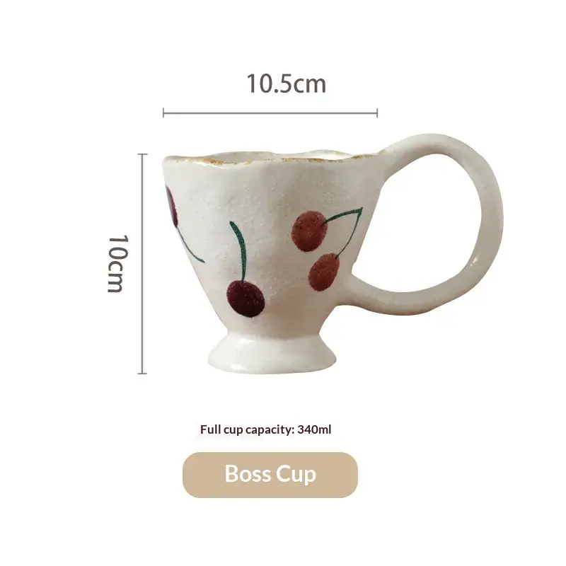 Cute Japanese Style Stoneware Cherry Coffee Cup And Saucer A Niche Highap Pearance Mug