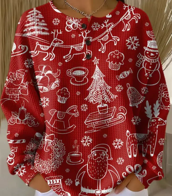 Woolen Button V-Neck Women's Sweater - Yhk20-4Xl
