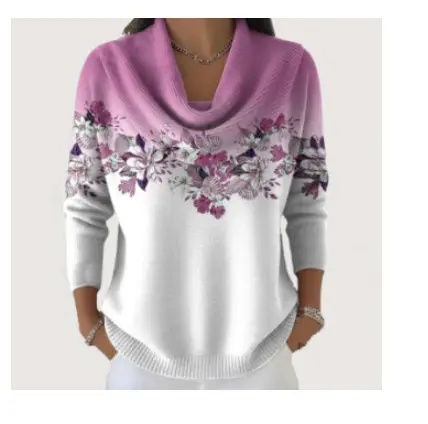 Womens Loose-Fit Knitted Sweater With A Printed Design