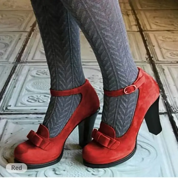 New Womens Suede Peep-toe Pumps With A Bow And A Strap Buckle