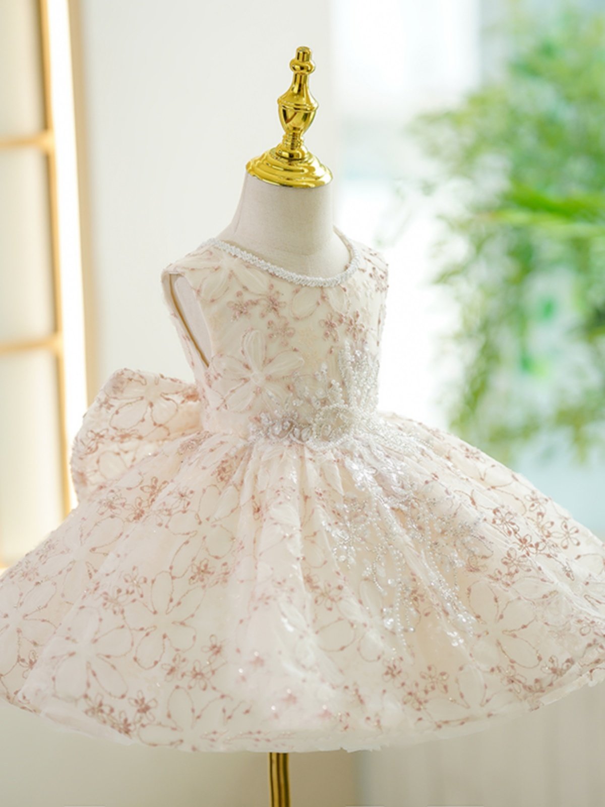 Champagne-colored High-end Piano-style Tutu Performance Outfit