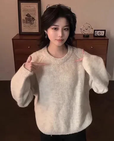 Casual And Comfortable Thermal Top Sweaters - Apricot
