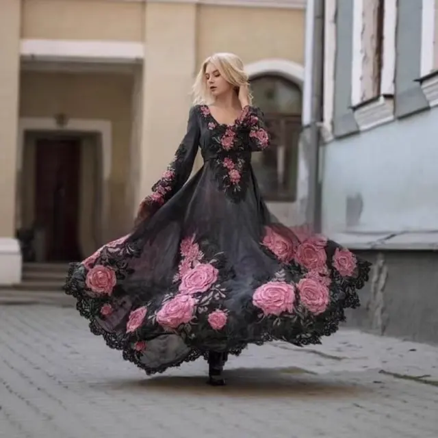 Womens Stylish And Elegant Floral Long sleeve Dress Floral - Shop at LoveMi