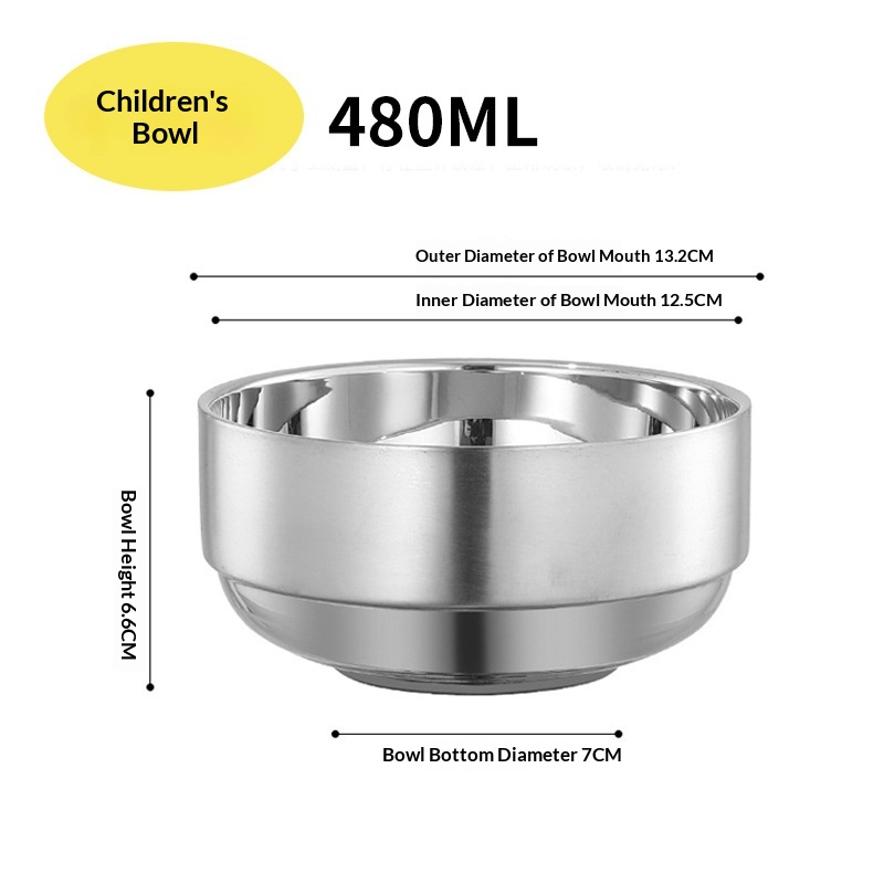 Commercial Korean-style Minimalist Stainless Steel Double-layer Bowl 7