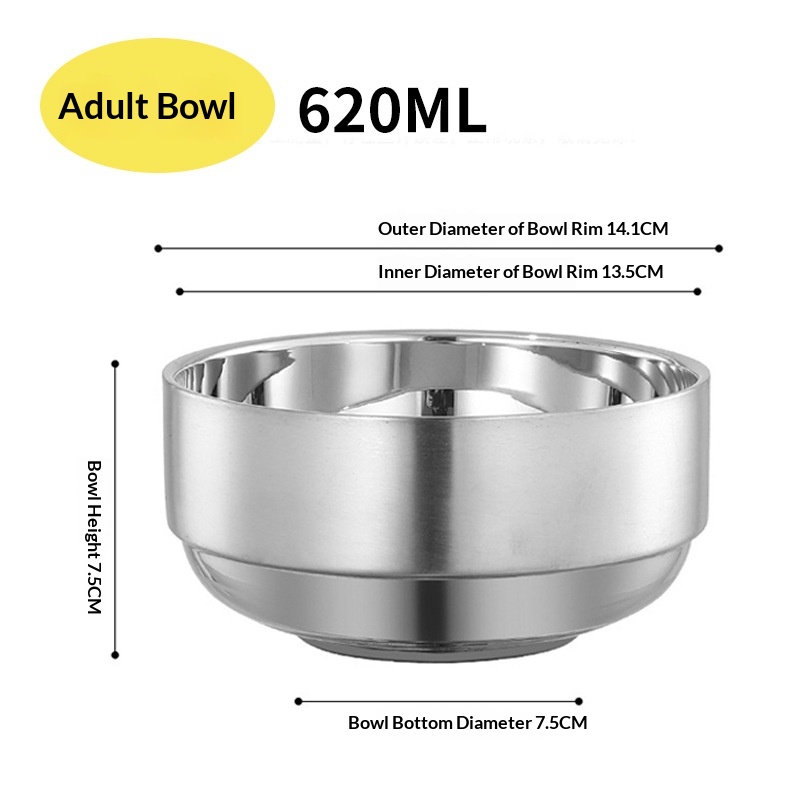 Commercial Korean-style Minimalist Stainless Steel Double-layer Bowl 8