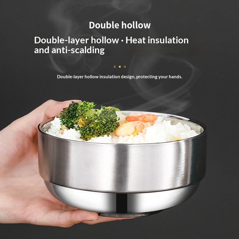 Commercial Korean-style Minimalist Stainless Steel Double-layer Bowl