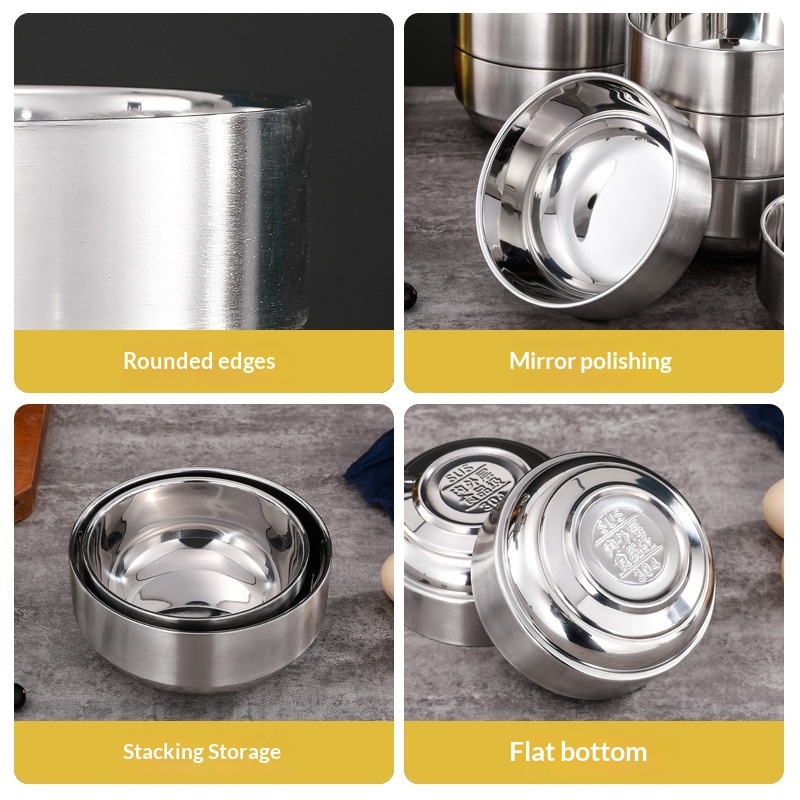 Commercial Korean-style Minimalist Stainless Steel Double-layer Bowl 4