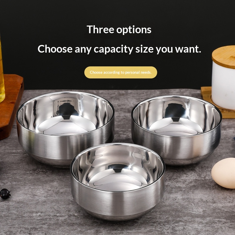 Commercial Korean-style Minimalist Stainless Steel Double-layer Bowl