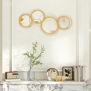 Ircle Mirror For Wall, Modern Metal Wall Art For Living Room, Bedroom And Dining Room, Gold 9