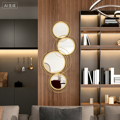 Ircle Mirror For Wall, Modern Metal Wall Art For Living Room, Bedroom And Dining Room, Gold 4