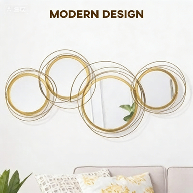 Ircle Mirror For Wall, Modern Metal Wall Art For Living Room, Bedroom And Dining Room, Gold