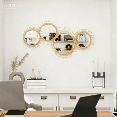 Ircle Mirror For Wall, Modern Metal Wall Art For Living Room, Bedroom And Dining Room, Gold 8