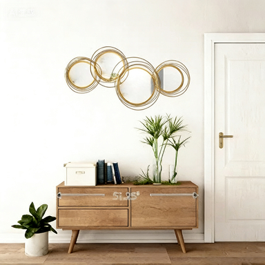 Ircle Mirror For Wall, Modern Metal Wall Art For Living Room, Bedroom And Dining Room, Gold 7