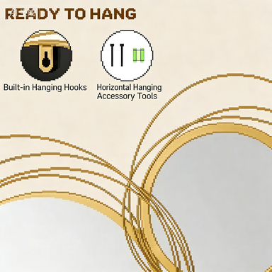 Ircle Mirror For Wall, Modern Metal Wall Art For Living Room, Bedroom And Dining Room, Gold