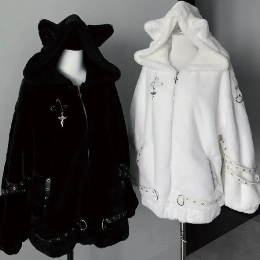 Cute Sweet Cat-ear Coat Mid-length Outerwear