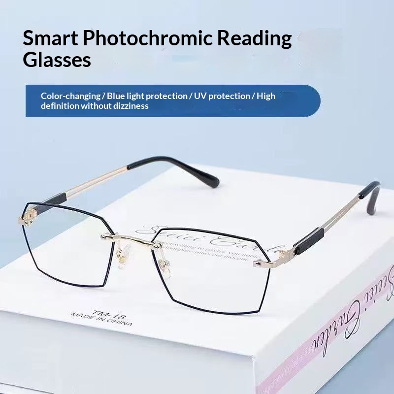 Mens Bifocal Glasses With Frameless Color-Changing Lenses