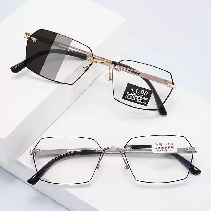 Mens Bifocal Glasses With Frameless Color-Changing Lenses