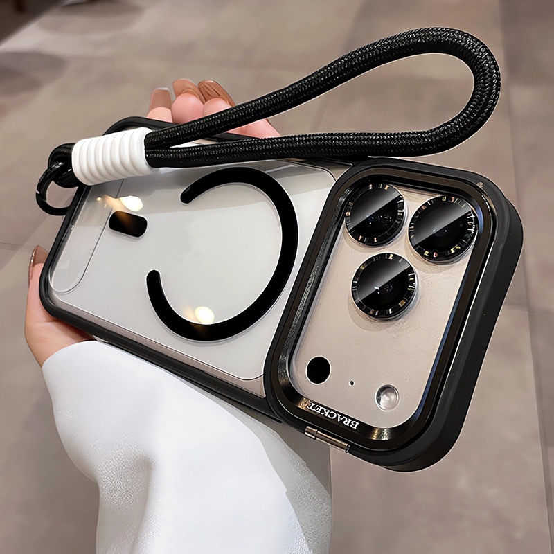 Metal Lens-mount Phone Case With Magnetic Attachment And Lanyard