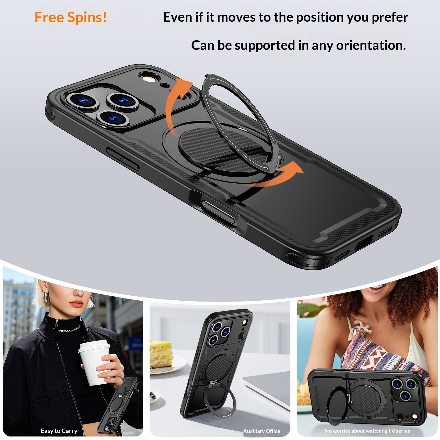 360-Degree Rotating Magnetic Phone Case With Damping Stand - Image 4