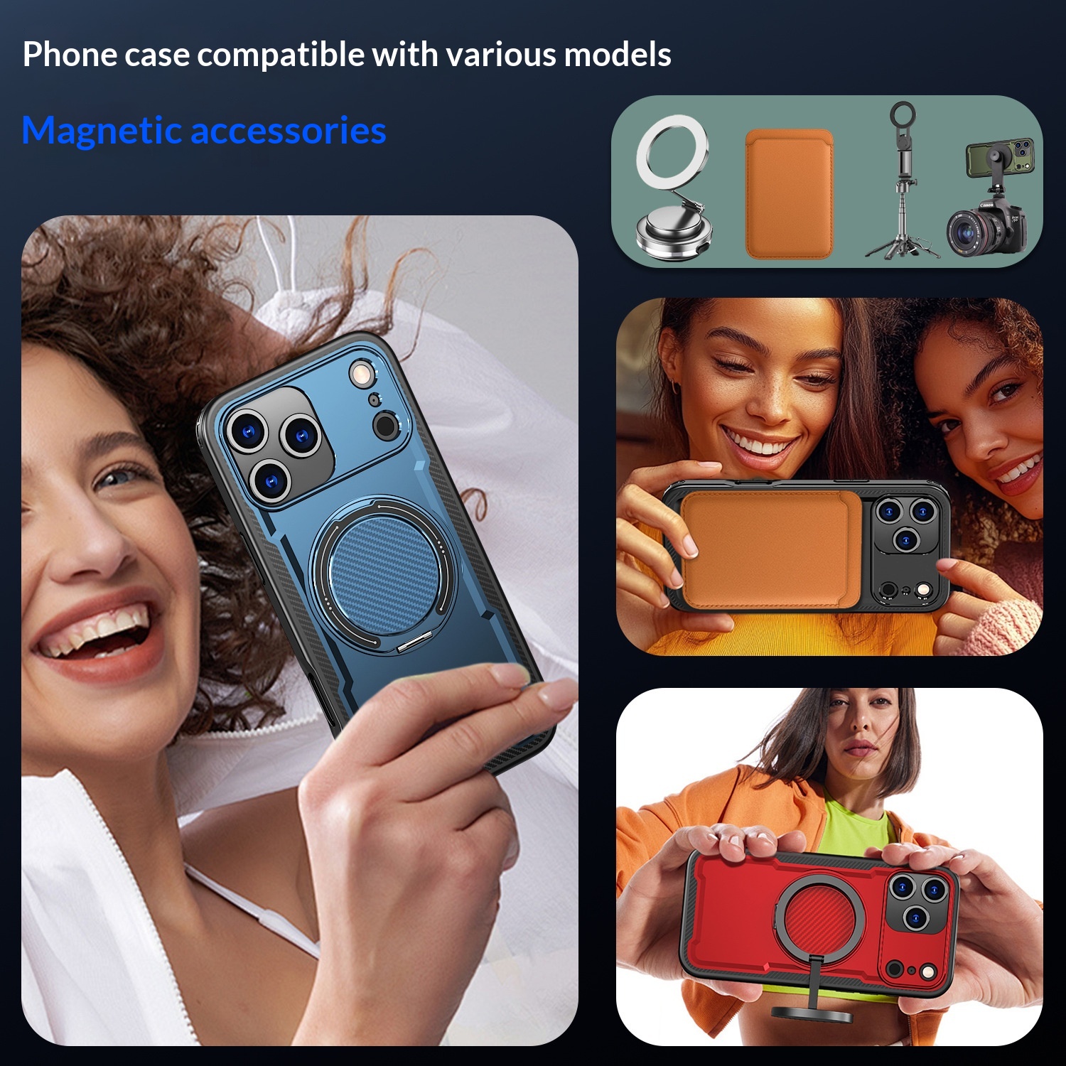 360-Degree Rotating Magnetic Phone Case With Damping Stand - Image 7