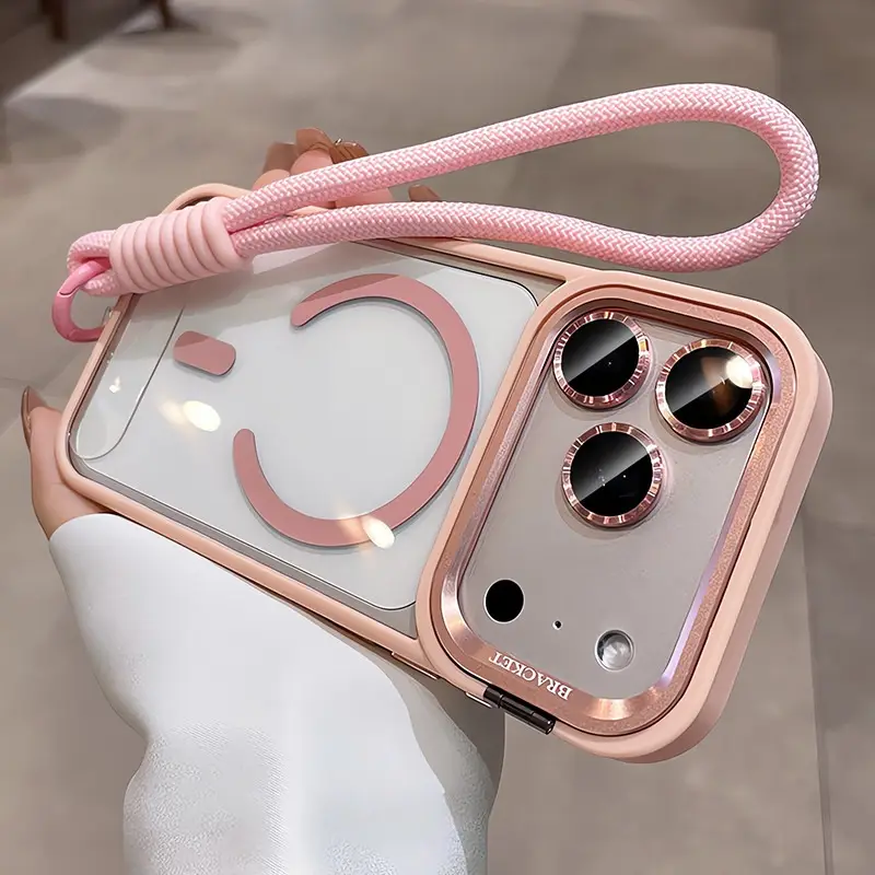 Metal Lens-mount Phone Case With Magnetic Attachment And Lanyard