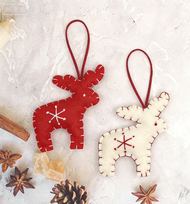 Hand-sewn Wool Felt Snowflake Socks And Elk Pendants 6