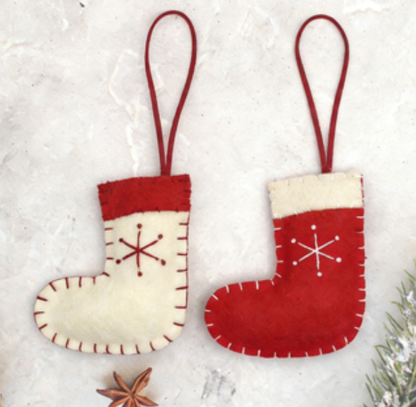 Hand-sewn Wool Felt Snowflake Socks And Elk Pendants 3