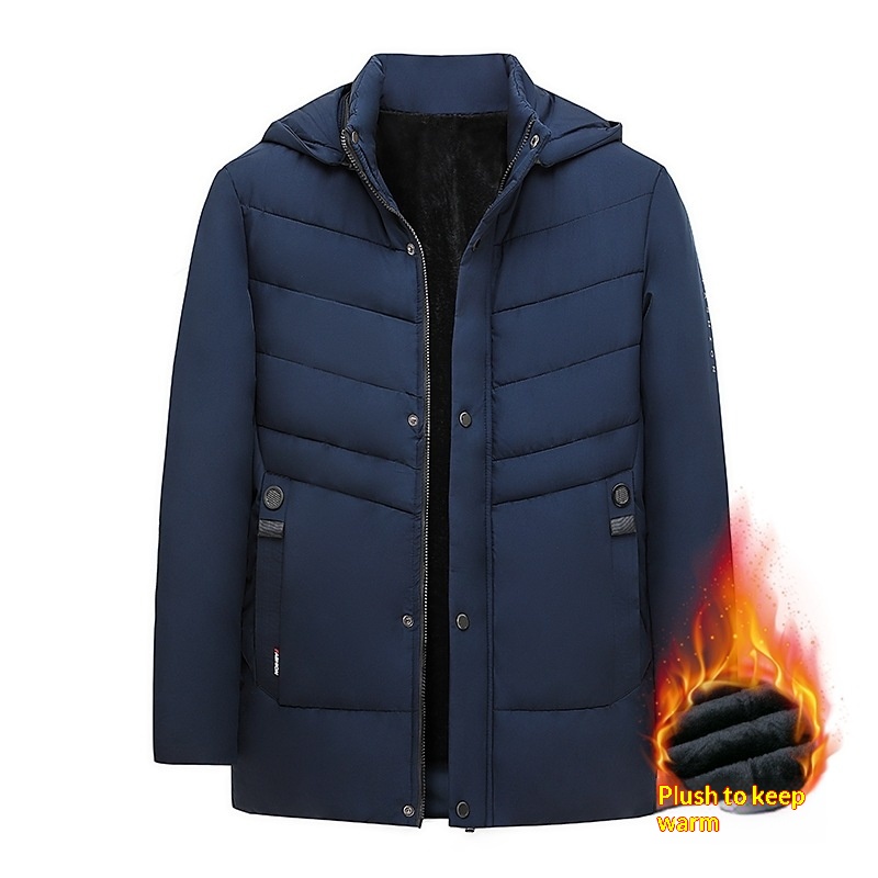 Factory-direct Cross-border Exclusive Design Detachable-hood Business Mens Padded Cotton Jacketwarm Mid- To Older-age Cotton Coat