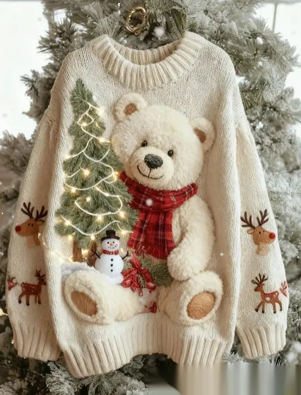 Womens FallWinter Crew Neck Sweatshirt Ylwy921Bear 3Xl - Shop at LoveMi