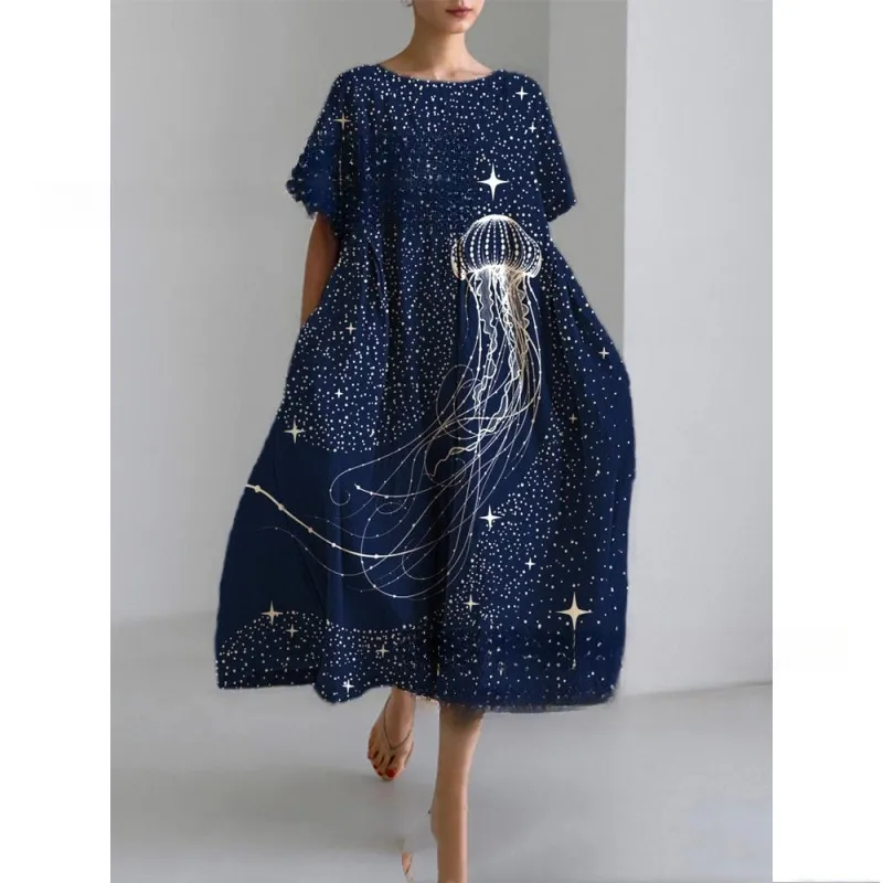 Springsummer Stylish Loose-fitting Casual Short-sleeve Dress - Bj1410992838736-L