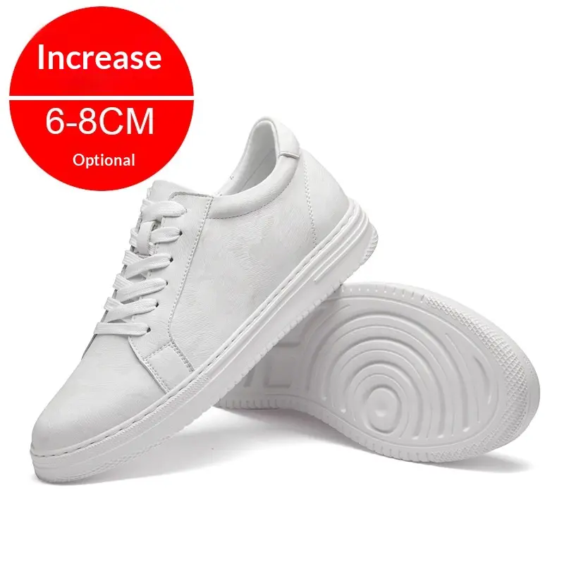 Mens Invisible Height Increasing Thick Soled Elevating Shoes Mens Casual White Trendy Athletic Sneakers