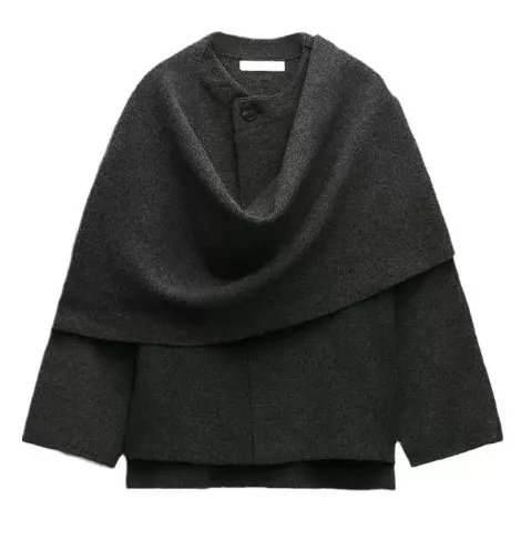 Women's Loose Casual Cape Knitted Sweater Coat Gray - Shop at LoveMi