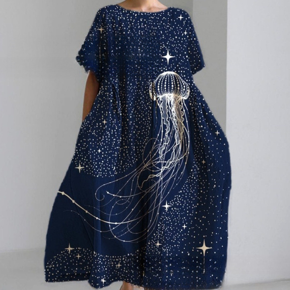 Springsummer Stylish Loose-fitting Casual Short-sleeve Dress