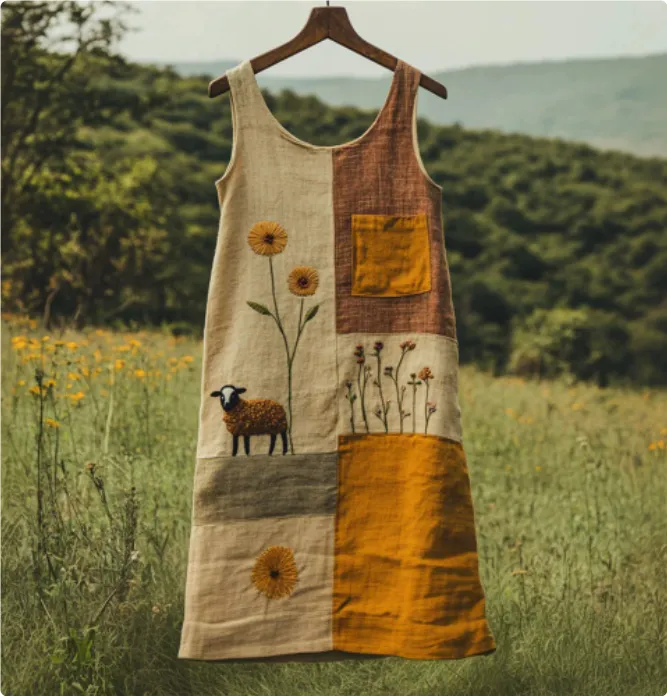 Sleeveless V-neck 3D-printed Fresh And Airy Dress - Wwwd2-2Xl