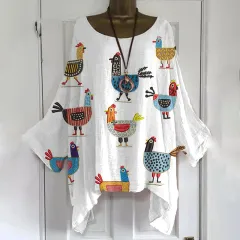 Womens Casual Crew-Neck Top With A Floral Print - Floral - View 1