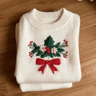 Womens Soft Cozy Crew-neck Long-sleeve Sweater For Fall And Winter