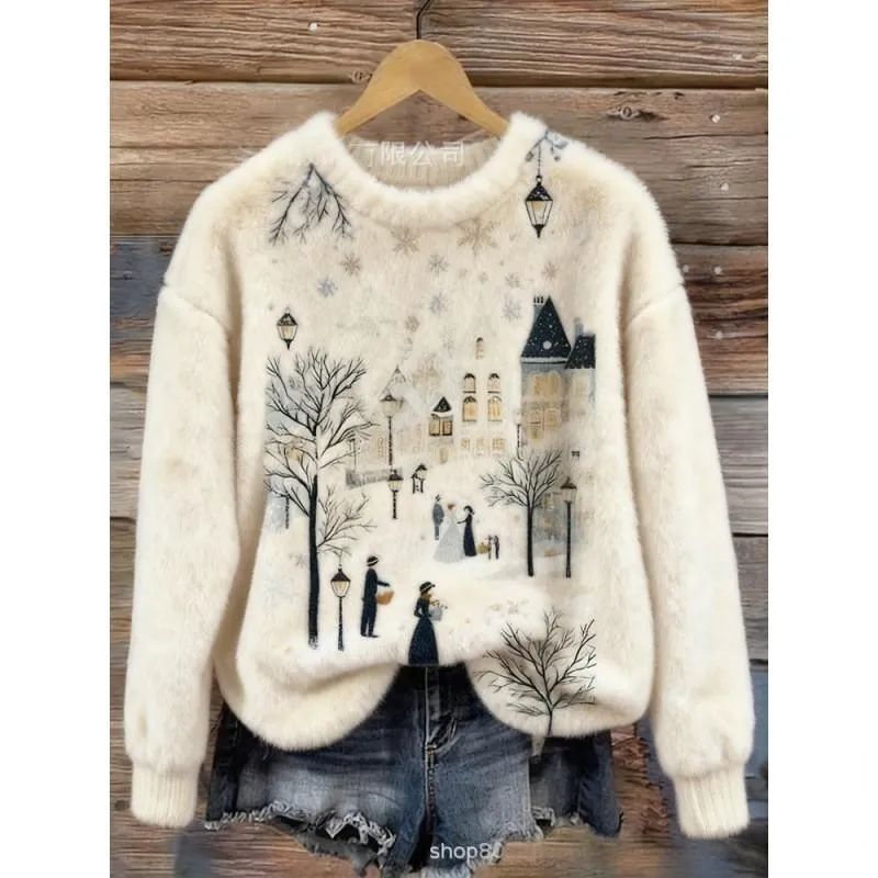 Digital-printed Christmas-patterned Women's Flannel Hoodie - 27Style-Xl