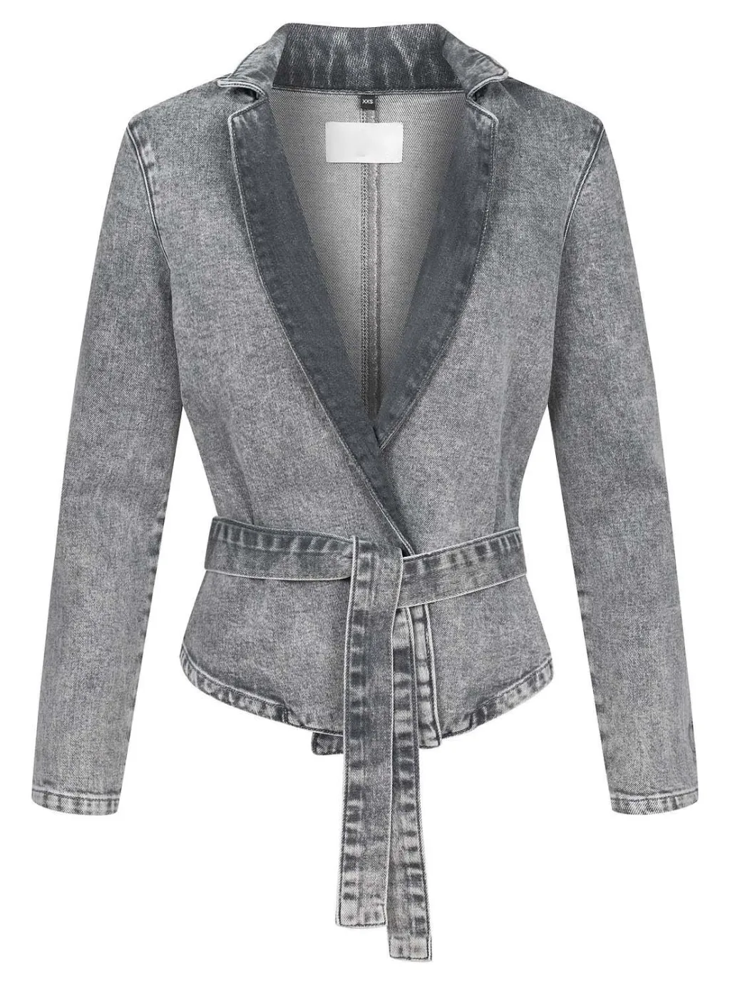 Personalized Street-style Casual Slim-fit Blazer And Denim Suit Set - Gray