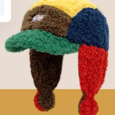 Outdoor Fleece Patchwork Warm Ear-Protecting Ski Baseball Cap For Cold Weather