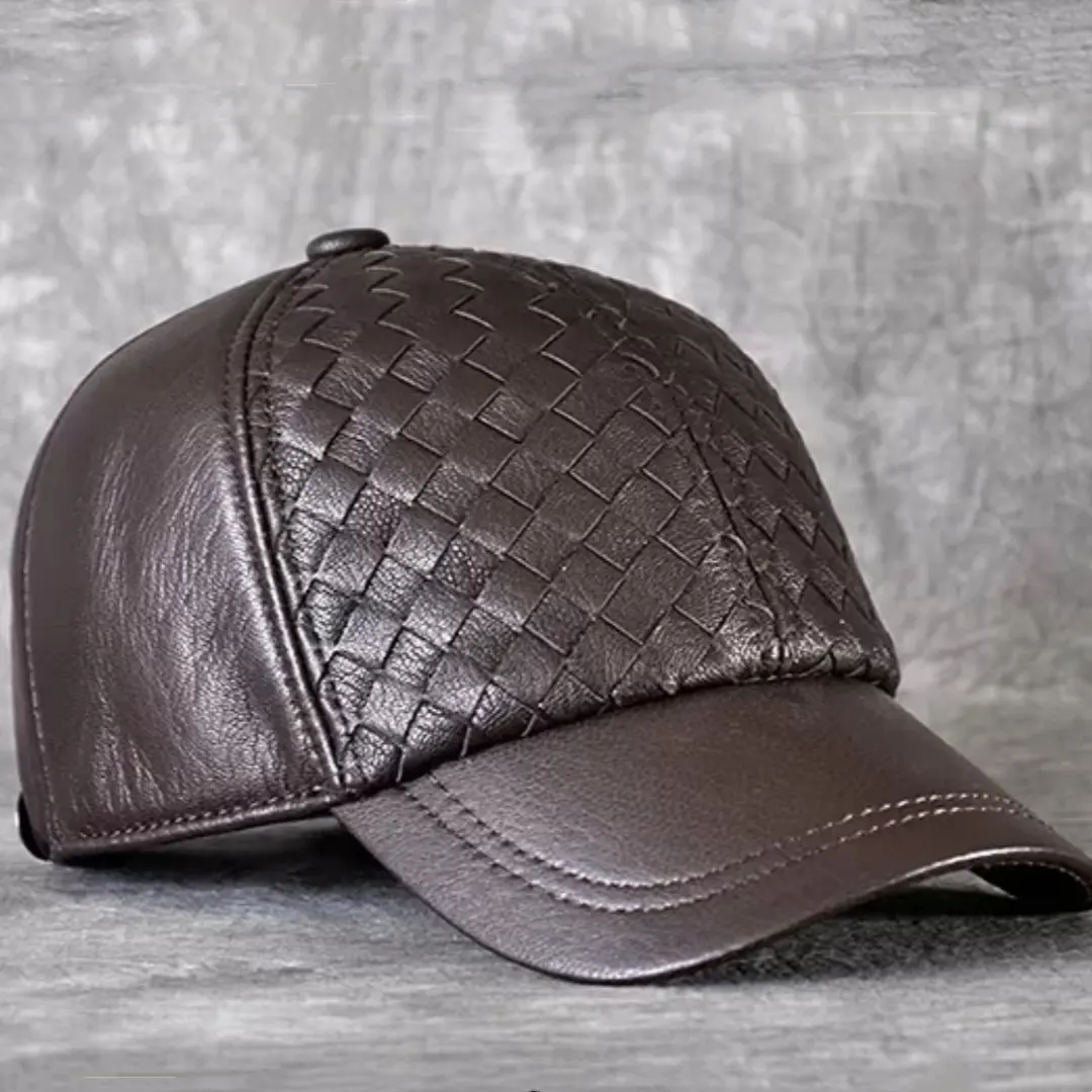 New Mens Genuine Leather Winter Hat Goat-skin