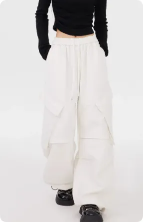 American High Street Cargo Pants Men's And Women's Washed And Distressed White - Shop at LoveMi