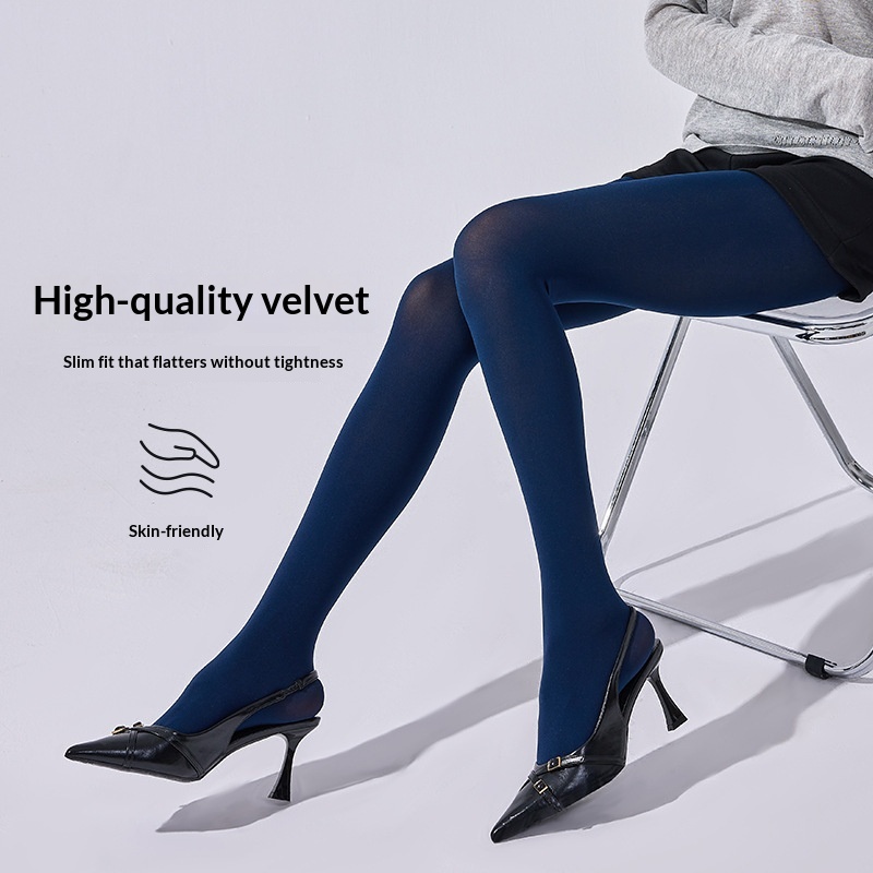 Anti-laddering Velvet 70D Navy Bright Pink And Burgundy Thin Base Tights For Fall