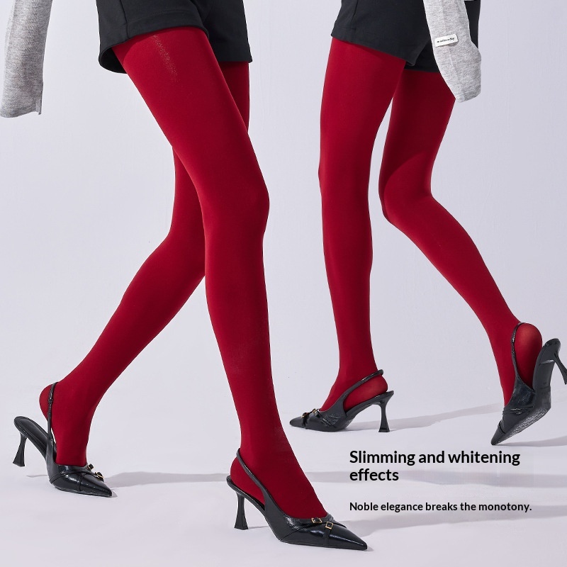 Anti-laddering Velvet 70D Navy Bright Pink And Burgundy Thin Base Tights For Fall