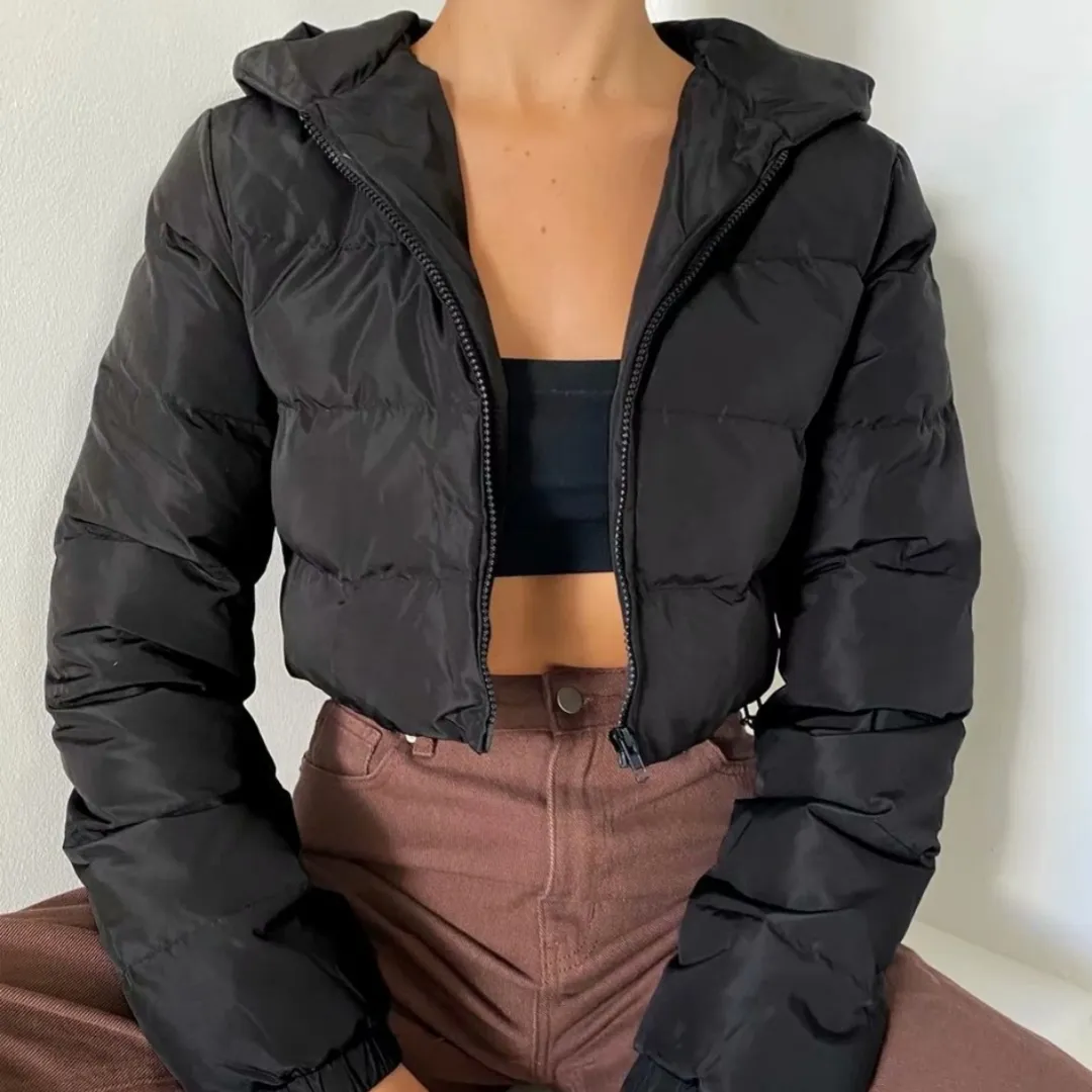 Womens Short Multi-Colored Cotton Puffer Jacket