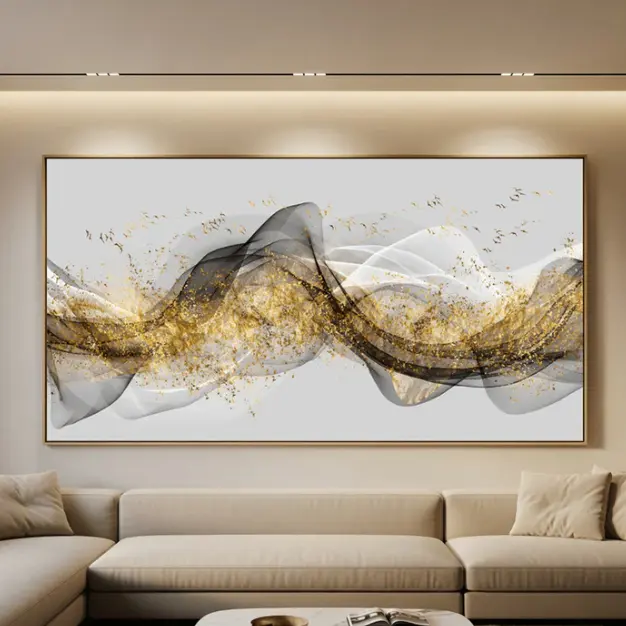 Minimalist Art Golden Abstract Frameless Canvas