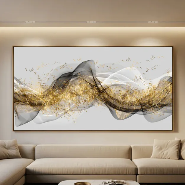 Minimalist Art Golden Abstract Frameless Canvas